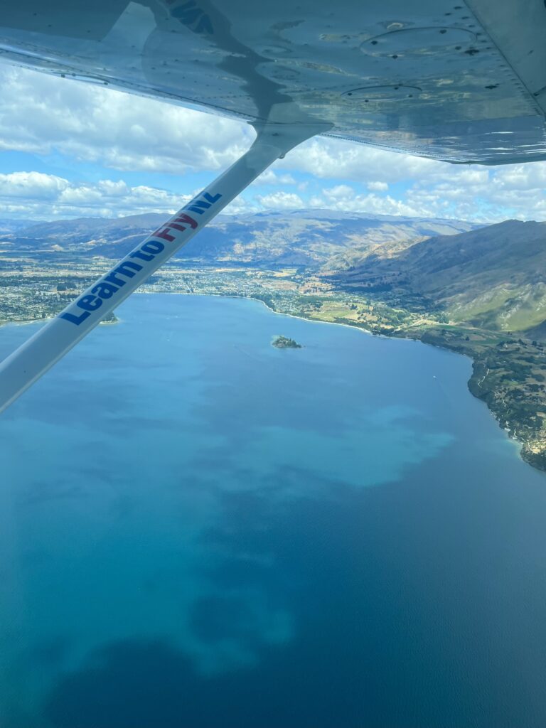 lake wanaka from a small plane